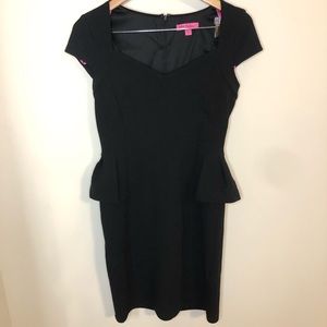 Betsey Johnson Hip Peplum Black Midi Dress